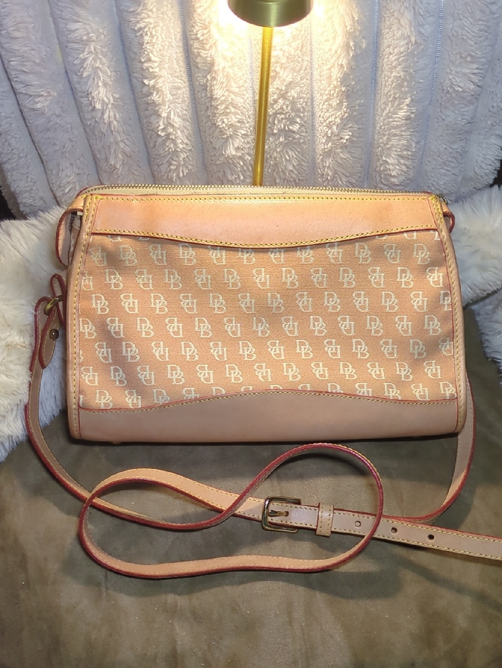 Vintage Dooney & Bourke Monogram Beige/Tan Signature Canvas Crossbody ONLY $125